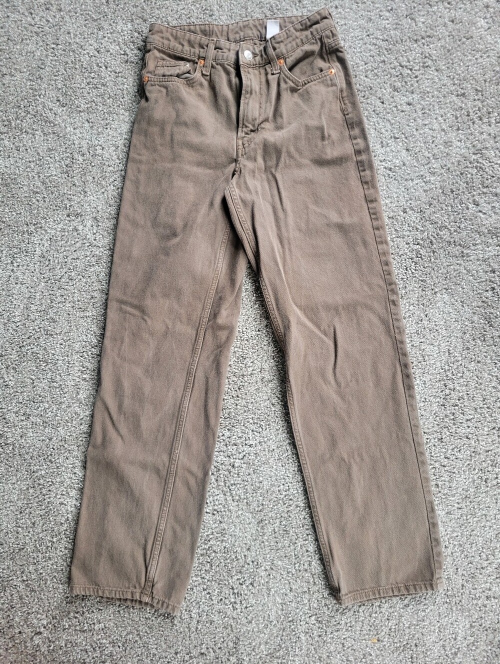 & Denim Women Brown Baggy Low Waist Jeans Size 2 Cotton 5 Pocket